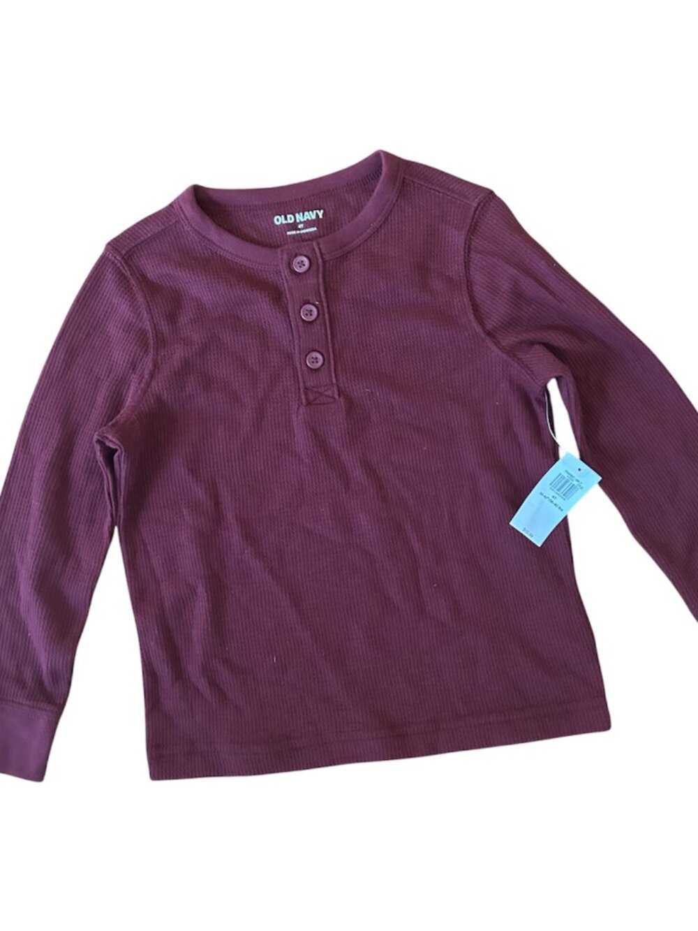 NWT Old Navy Long-Sleeve Thermal Knit Henley T-Shirt Toddler Boys Size 4T New